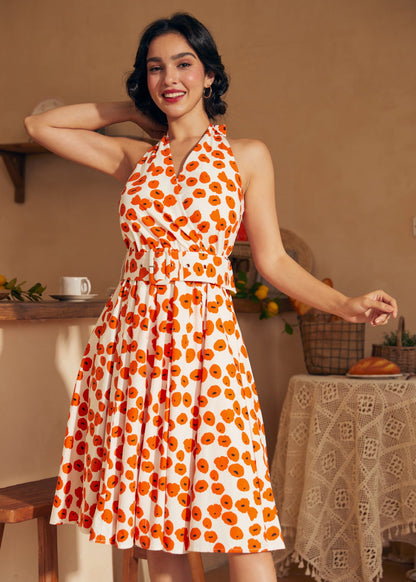 Instant Energy Faux-Wrap Halter Dress