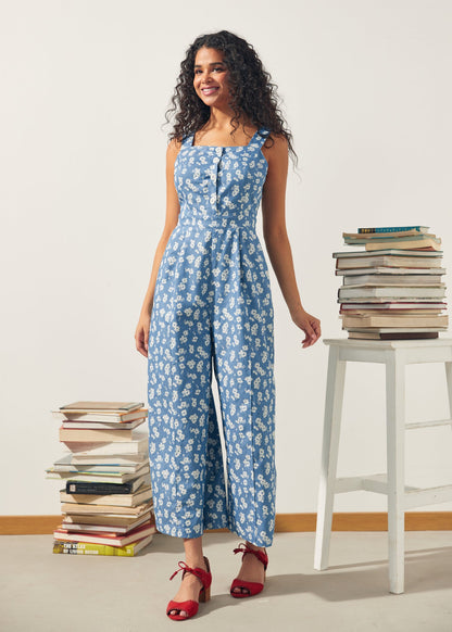 A Playful Bouquet Button-Front Jumpsuit