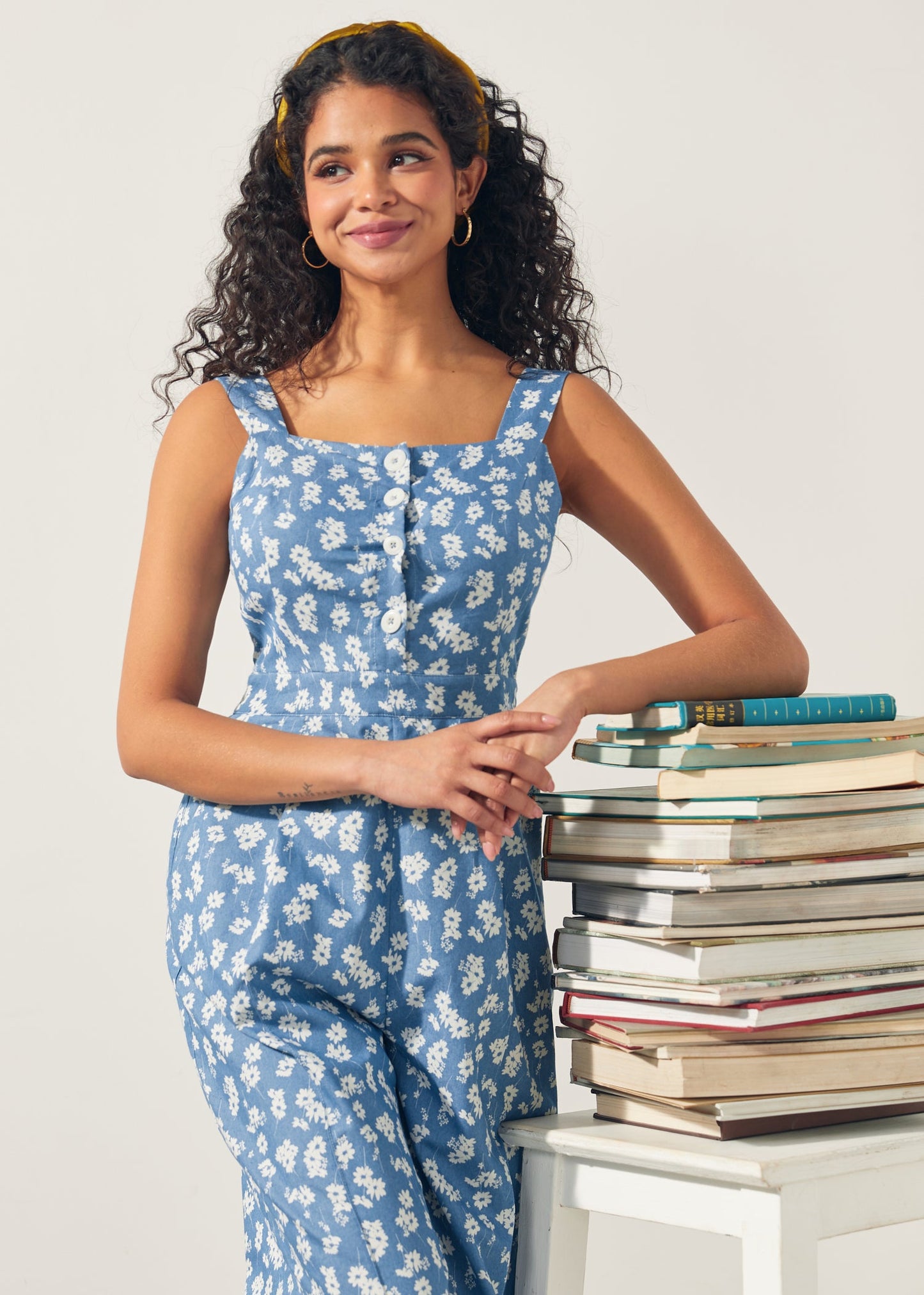 A Playful Bouquet Button-Front Jumpsuit