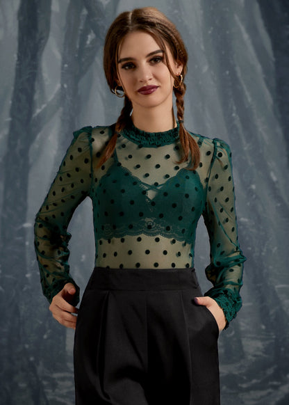 ModCloth Roxanne Smocked Mockneck Blouse