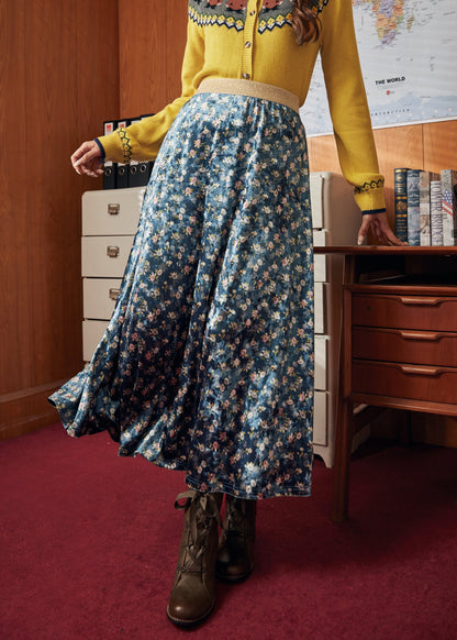 Golden Whispers Velvet Maxi Skirt