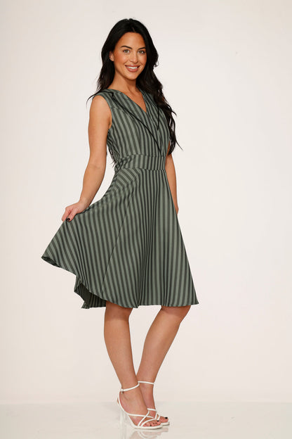 Olive Stripe Swing Dress