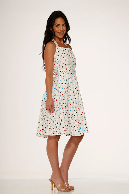 White Candy Halter Swing Dress