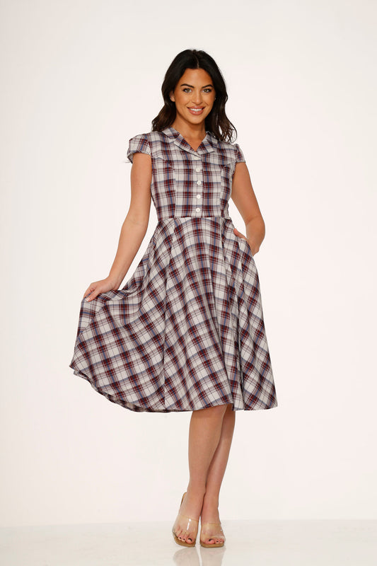 Brown Plaid Swing Dress