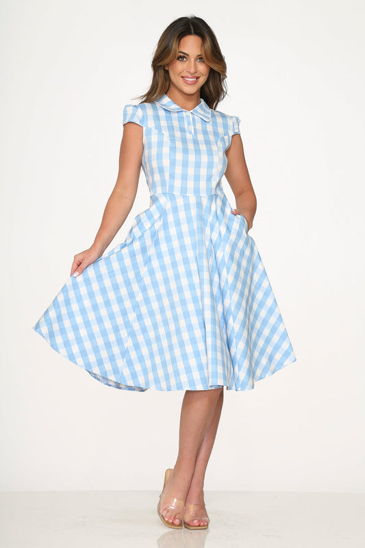 Blue Checkmate Swing Dress