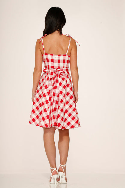 Red & White Picnic Swing Dress