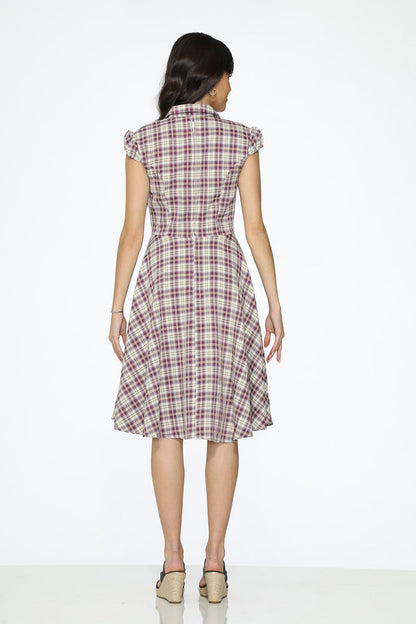 Purple Plaid Swing Dress