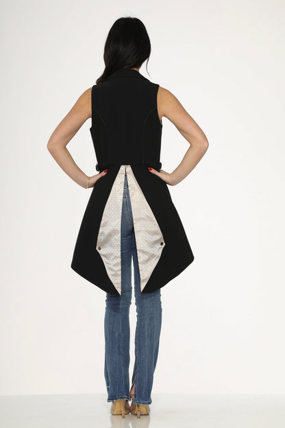Black & Beige Pin Dot Vest