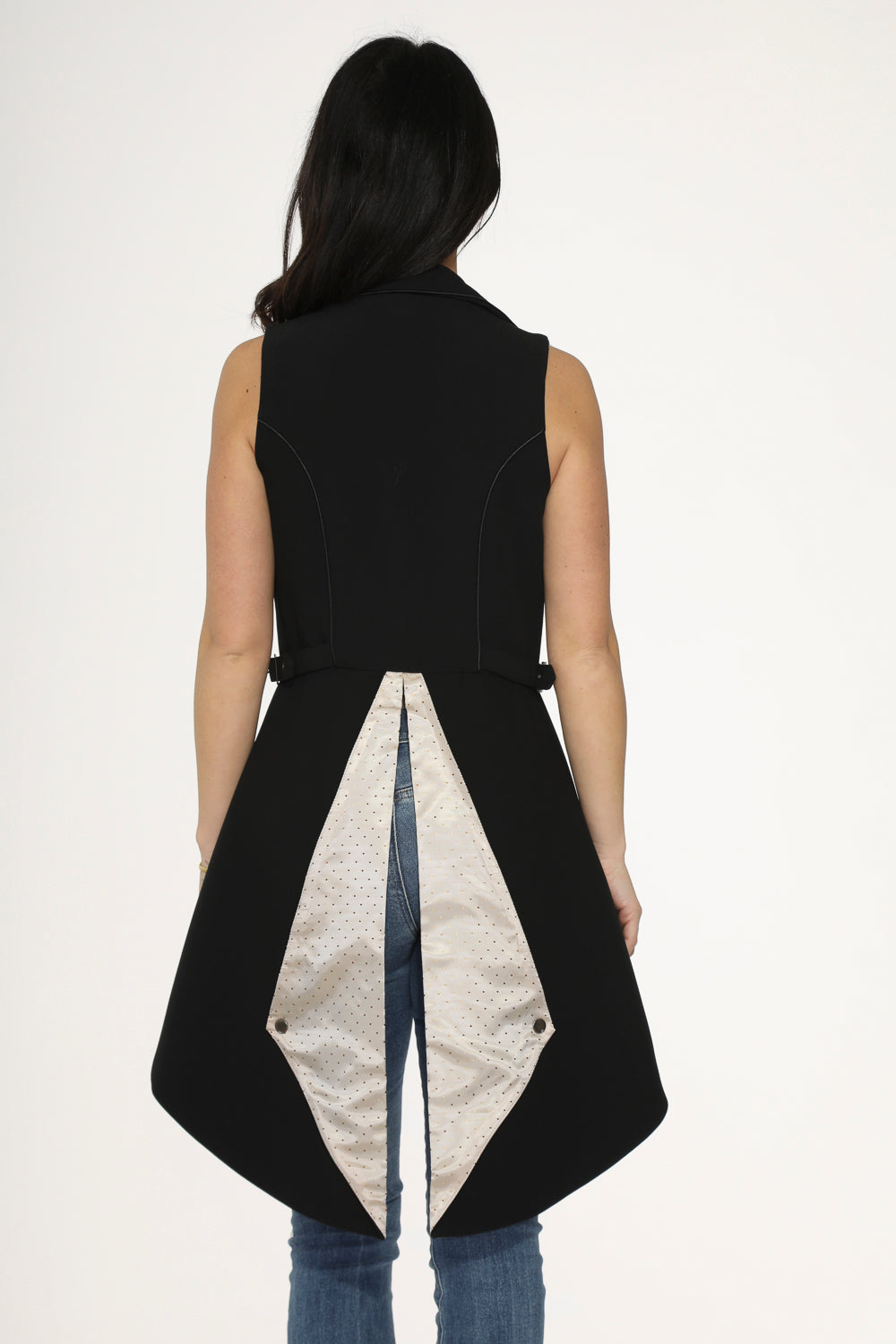 Black & Beige Pin Dot Vest