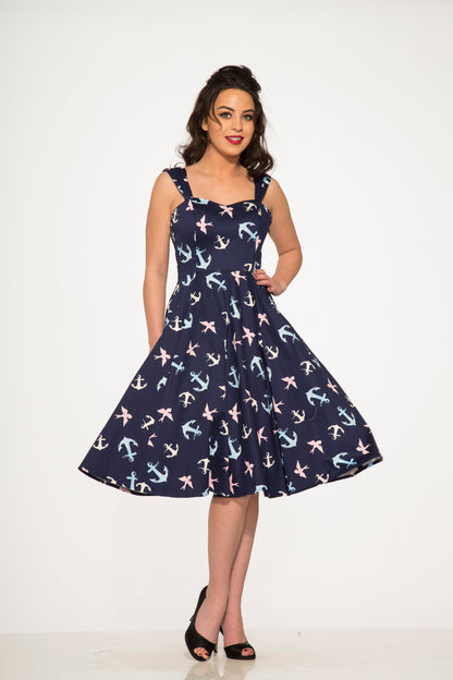Blue Swallows & Anchor Swing Dress