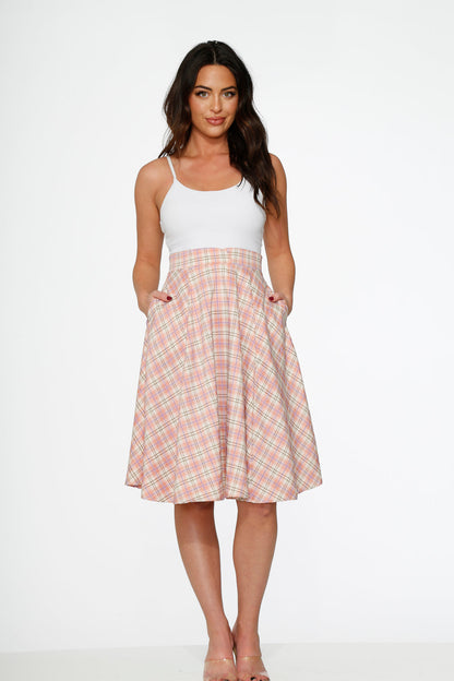 Pink Plaid Swing Skirt