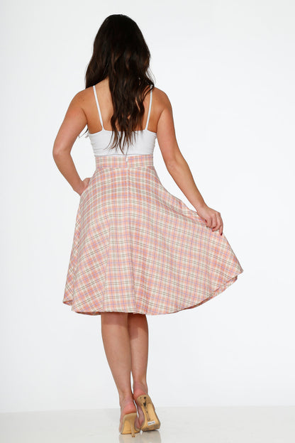 Pink Plaid Swing Skirt