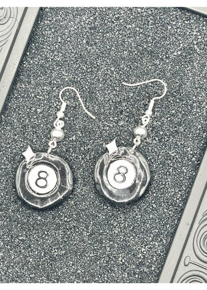 Tattoo Love 8 Ball Dangle Earrings