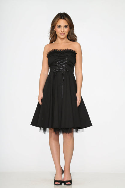 Black Strapless Swing Dress