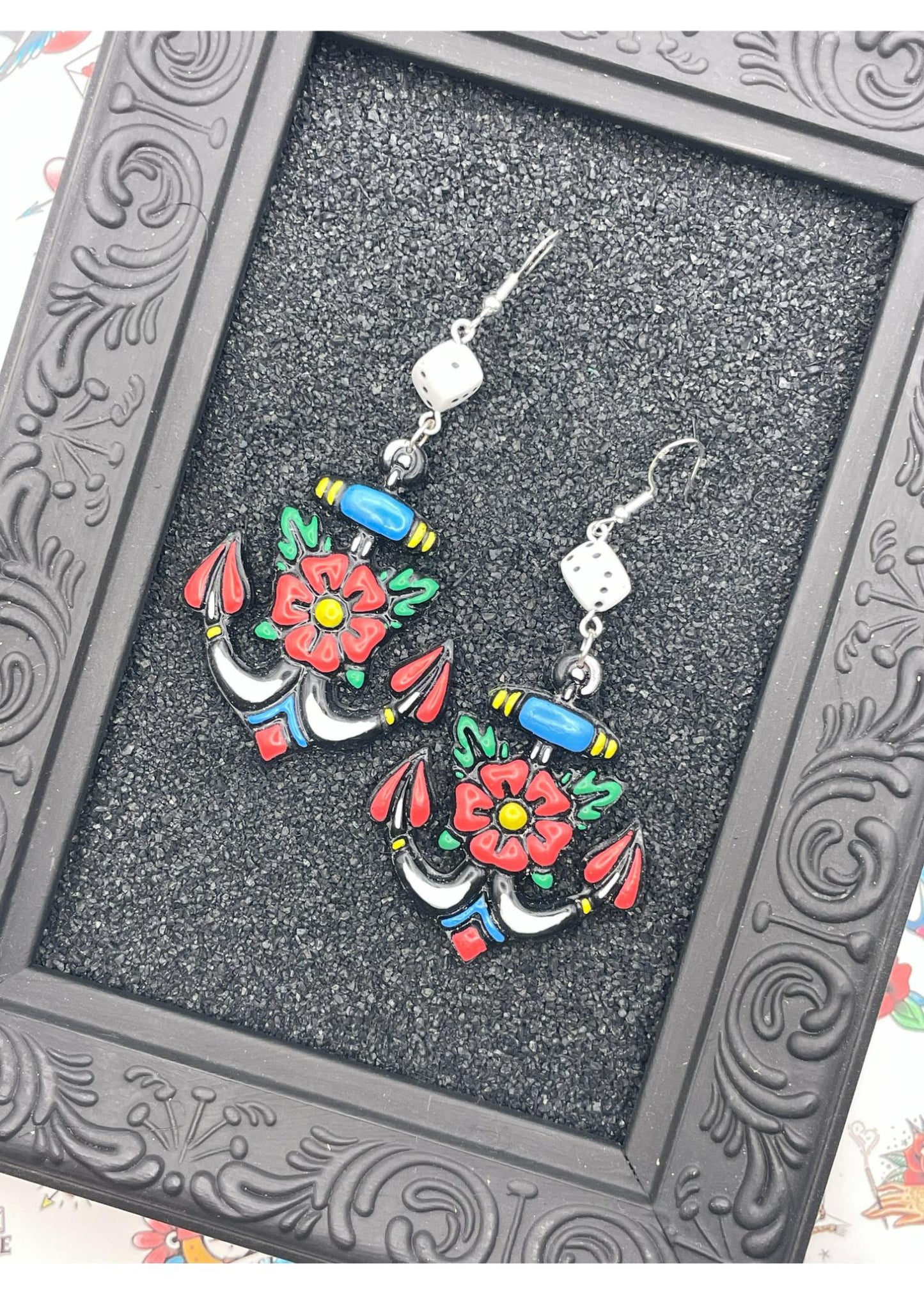 Tattoo Love Anchor Dangly Earrings