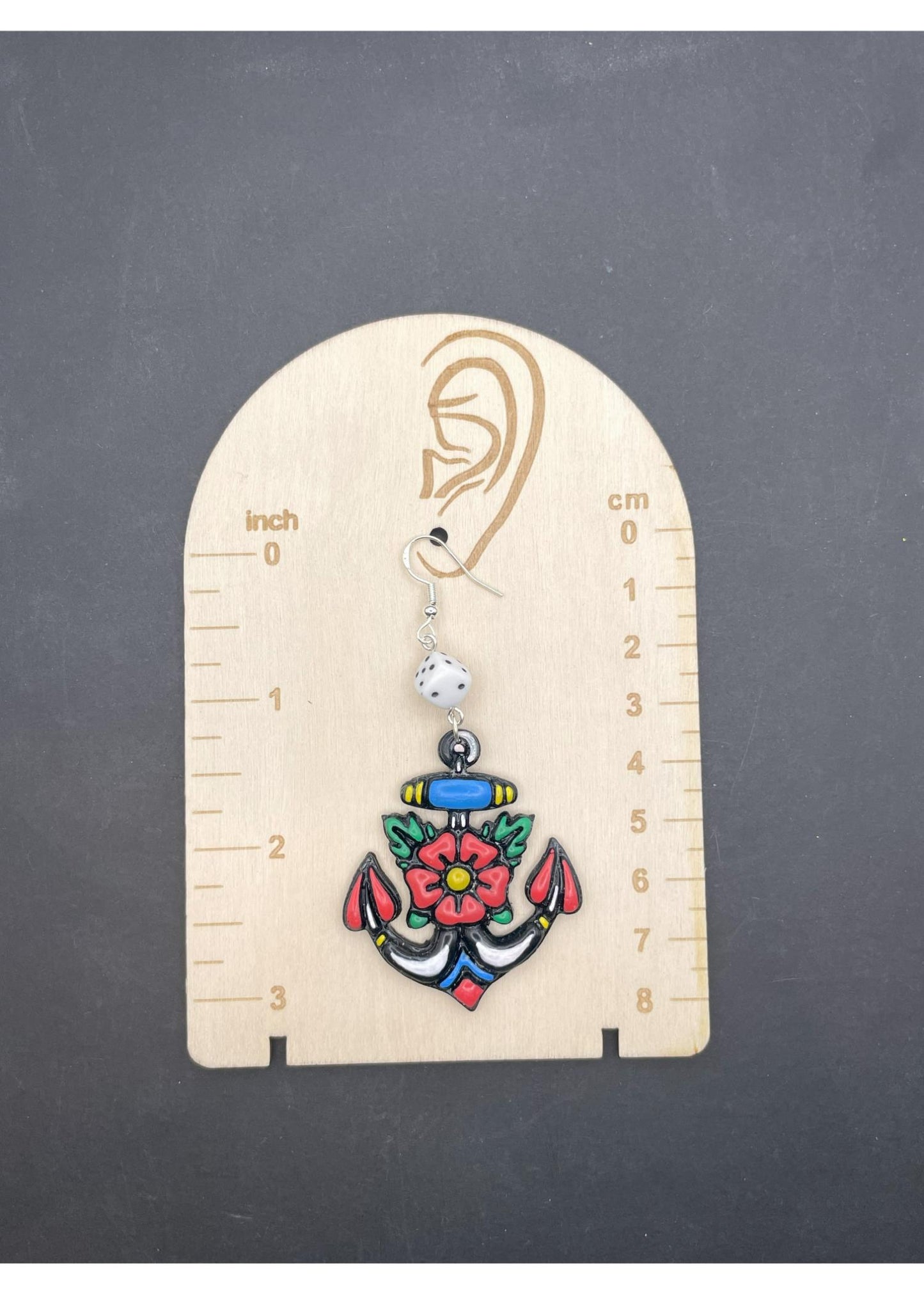 Tattoo Love Anchor Dangly Earrings