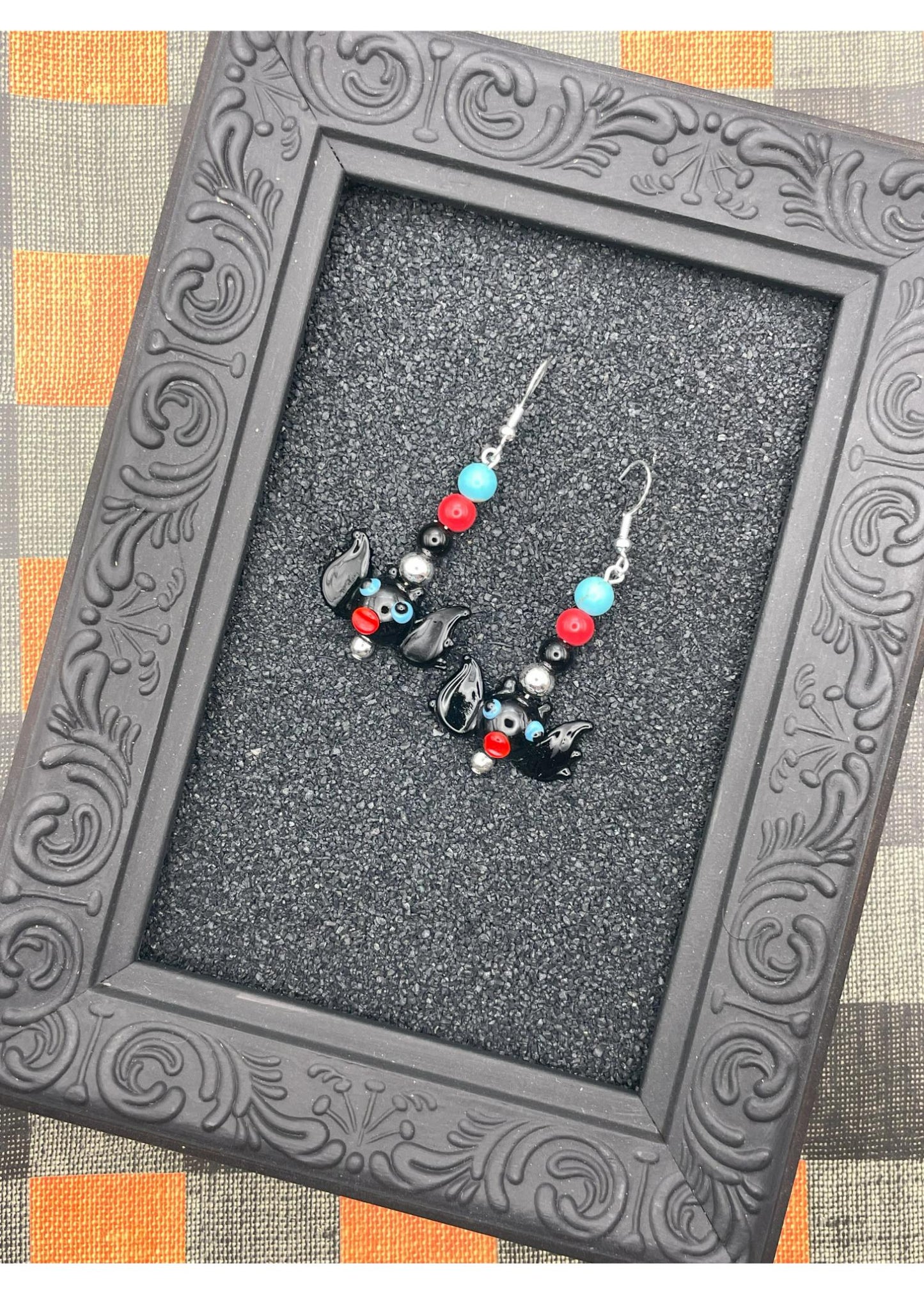 Salem Glass Bead Bat Earrings