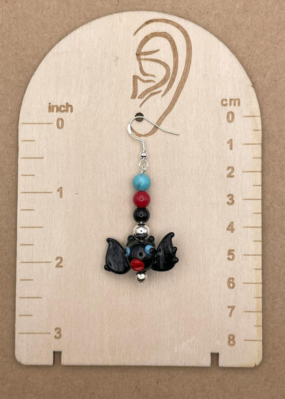 Salem Glass Bead Bat Earrings