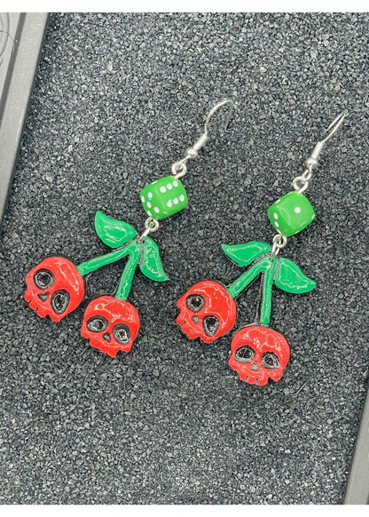 Tattoo Love Skull Cherry Earrings