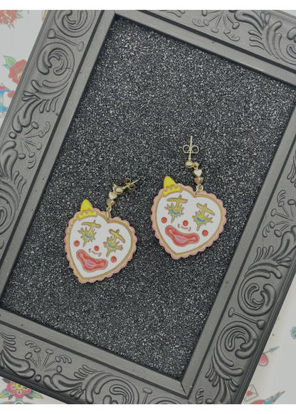 Tattoo Love Clown Heart Earrings