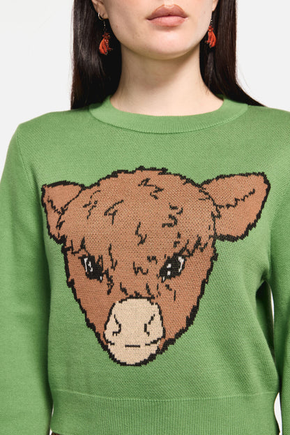 Grazing Cow Knit Sweater