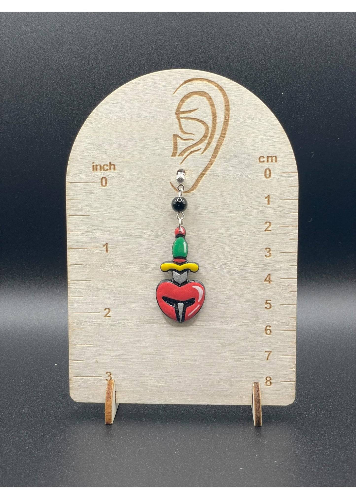 Tattoo Love Heart Dagger Earrings