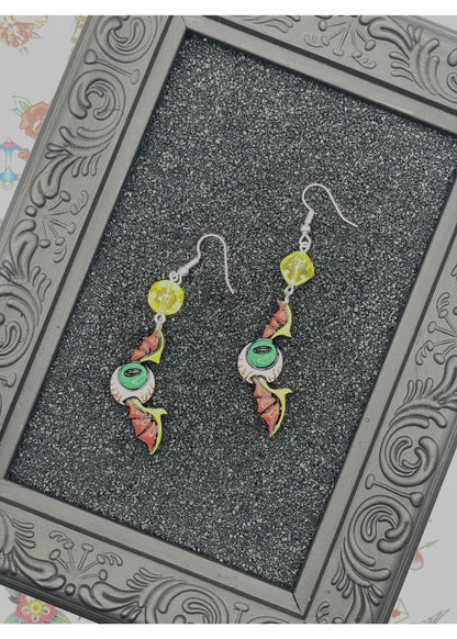 Tattoo Love Flying Eyeball Earrings