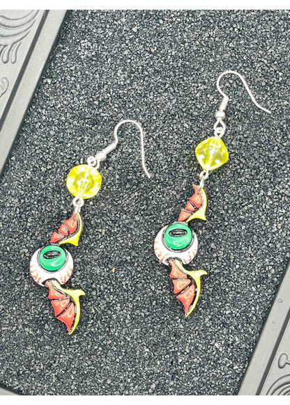 Tattoo Love Flying Eyeball Earrings