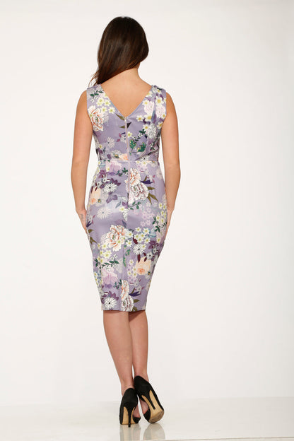Purple Floral Wiggle Dress
