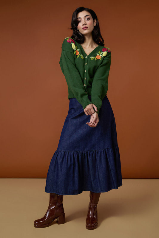 Kara Denim Midi Skirt