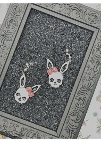 Tattoo Love Skull Bunny Earrings