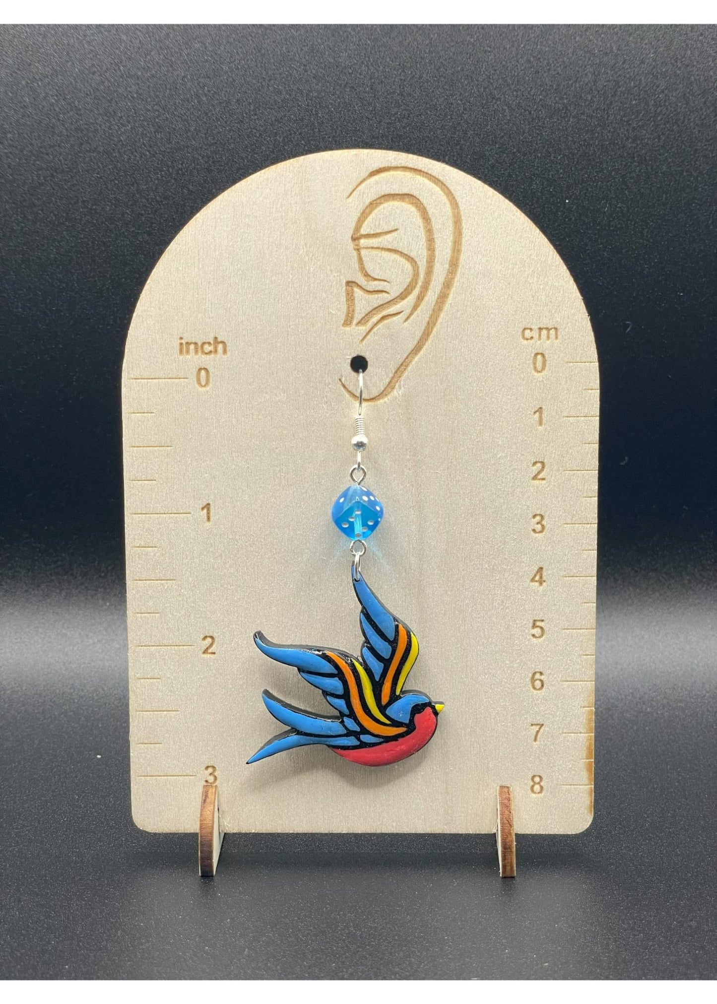 Tattoo Love Painted Swallow Earrings