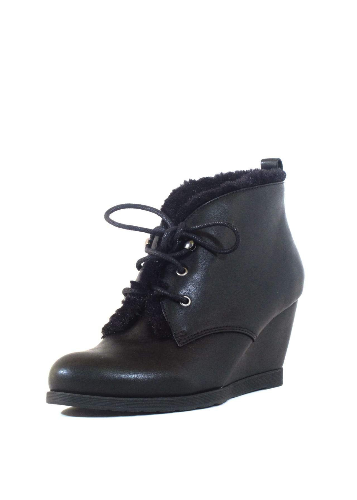 Toronto Leather Wedged Booties