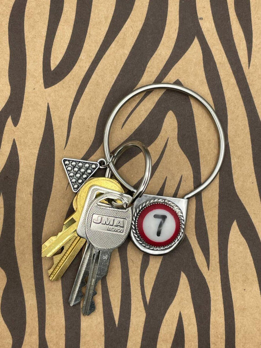 Billiard Ball  #7 Round Jumbo Pin Keychain